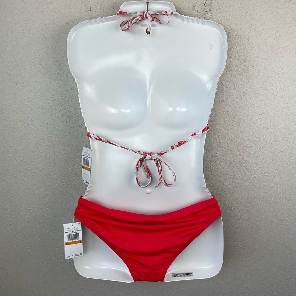 NWT MICHAEL Michael Kors Sea Coral Bikini Top and Matching Bottoms Size S - Picture 3 of 4